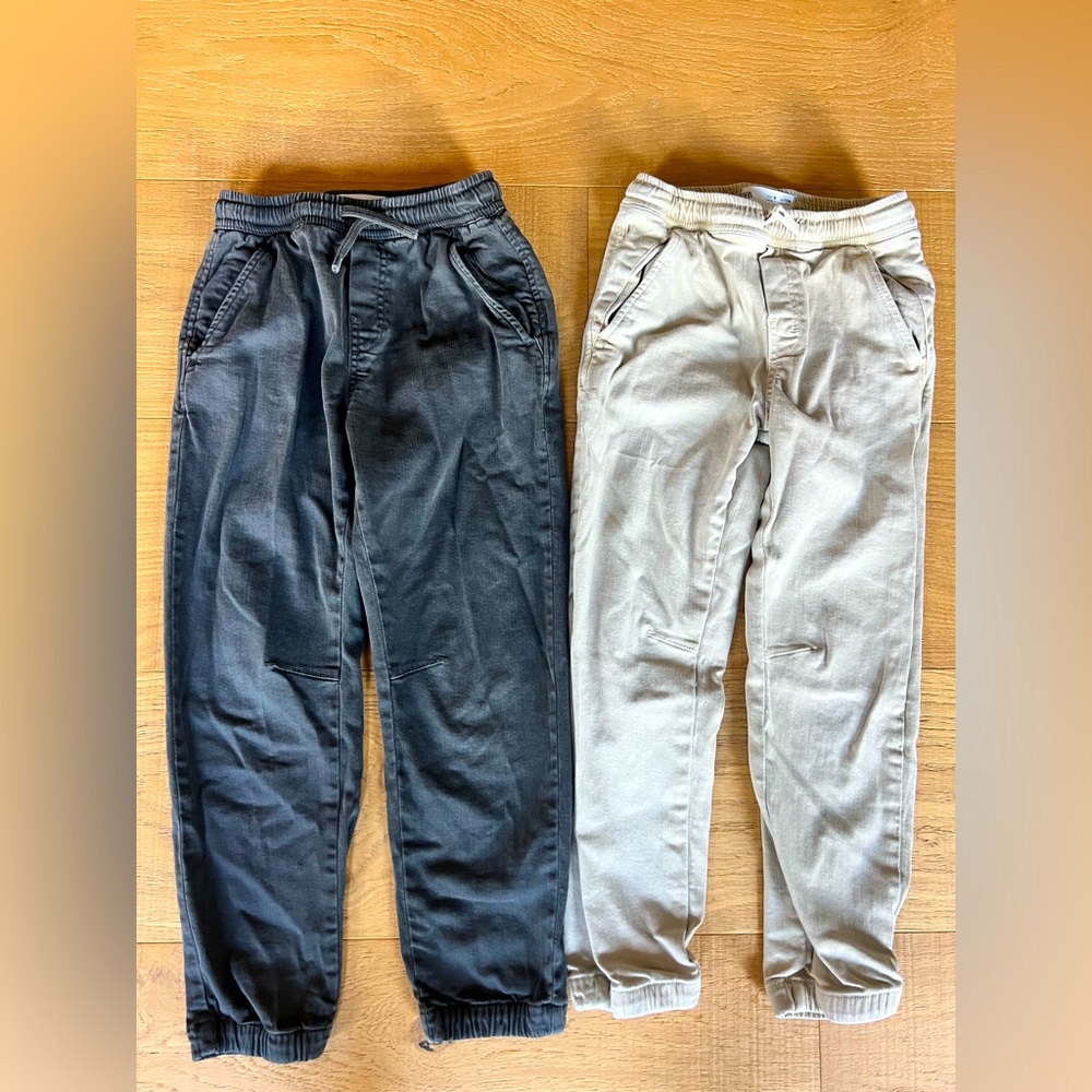 Zara Kids Denim Joggers Black and Cream Size 8